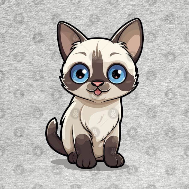 Cartoon Cute Kawaii Siamese Cat by SimplyIdeas